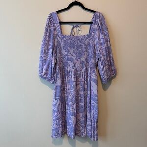 Ava & Viv Purple Patterned Long Sleeve Dress